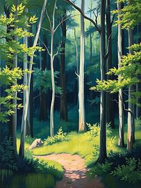 A Luminous Journey: A Path Through the Sun-Dappled Forest by Artistic