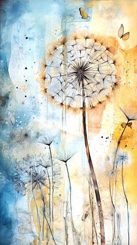 Aquarel Paardenbloemen