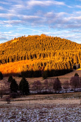 Korte wandeling bij zonsondergang naar de Ruppberg bij Zella-Mehlis - Thüringen - Duitsland
