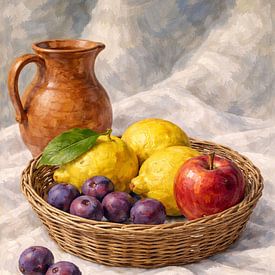 vers fruit en een keramische kan van Claudia Gründler