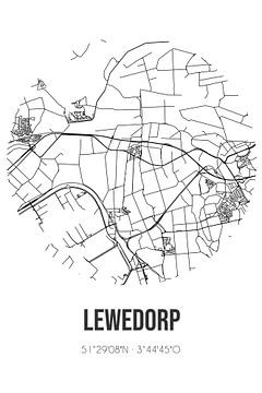 Lewedorp (Zeeland) | Landkaart | Zwart-wit van Rezona