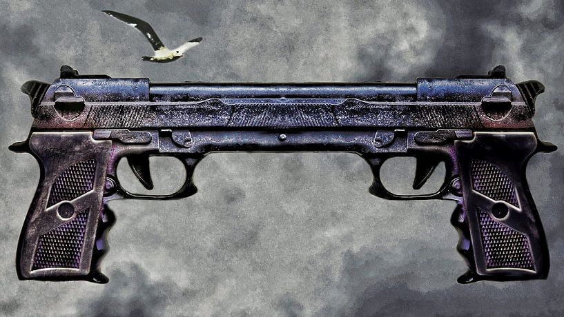 Dualityof the karma gun 2 x een glock aan elkaar vastgelast van Ruben van Gogh - smartphoneart