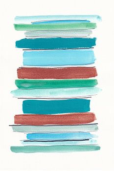Abstract blues, greens and copper stripes