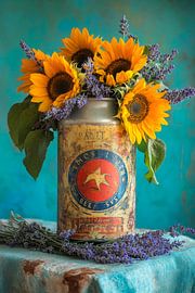 Bloemen in een glas van Poster Art Shop