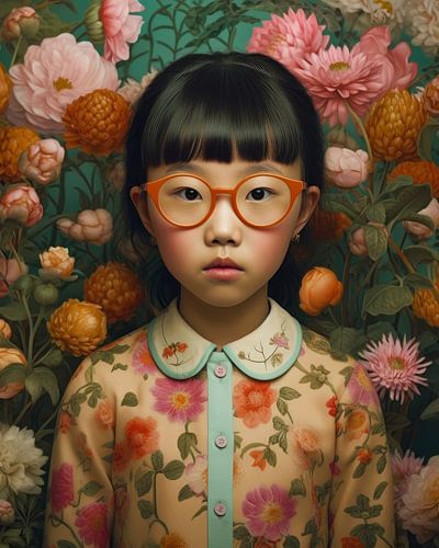 Kleurrijk fine art portret van een Aziatisch meisje