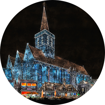 Sint Joriskerk in Amersfoort by night (kunst) van Art by Jeronimo
