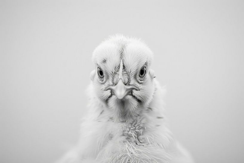 Schwarz-Weiß Hühner-Porträt von Poster Art Shop