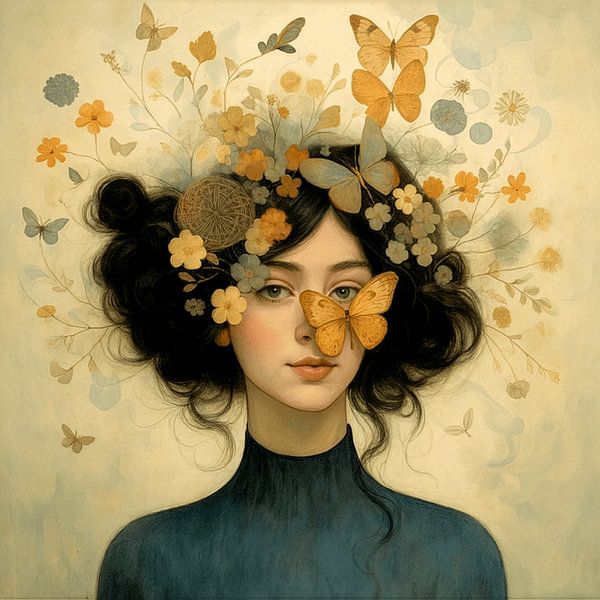 Flowers and Butterflies in Hair by Cindy Dominika