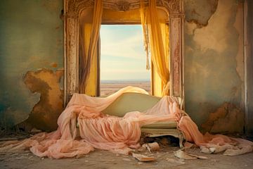 Lieux abandonnés, chambre avec vue, couleurs pastel sur Bowiscapes