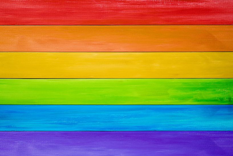 Rainbow flag with wood texture by Günter Albers