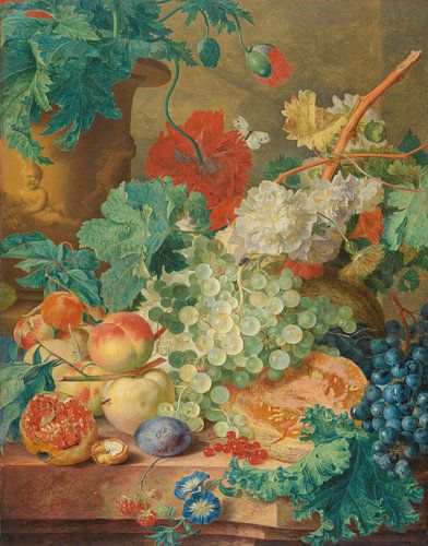 Nature morte aux fleurs et aux fruits, Jan van Huysum, vers 1728.