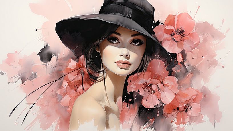 Florale Eleganz: Das strahlende Porträt einer Dame von Peter Balan