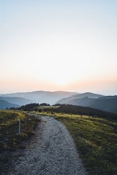 Sunset on mountain in Black Forest