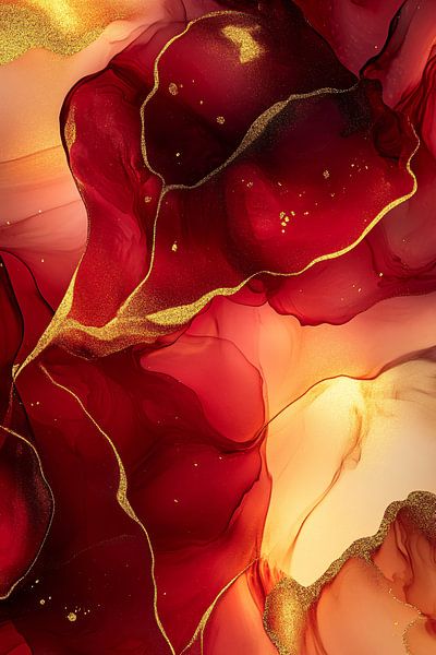 Red and gold abstract design by Art & Soul Creations