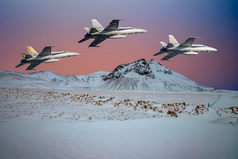Swiss F/A 18 Hornets in formation by Gert Hilbink