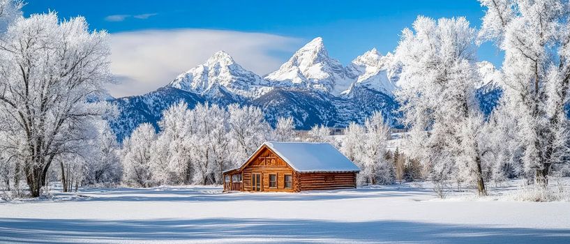 Winter landscape with hut by Poster Art Shop