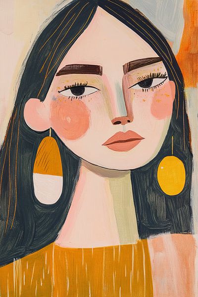 Ohrring Frau | Moderne Frau von Wunderbare Kunst