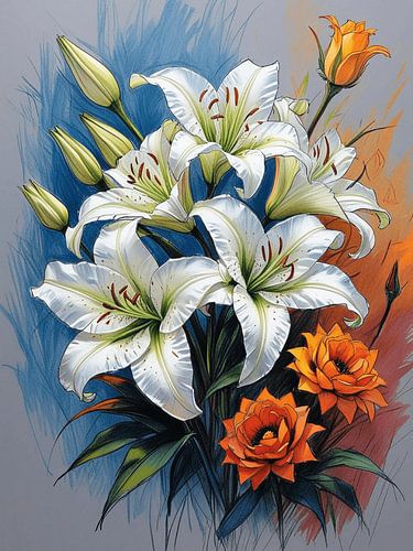 Lichtgevende lelies en amberkleurige tinten