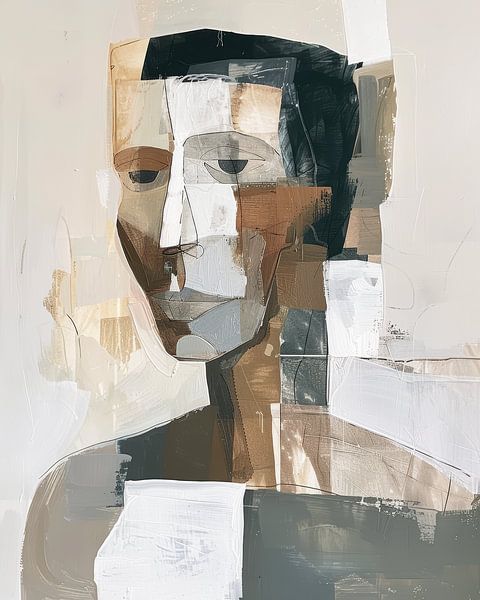Portrait abstrait dans des tons neutres par Digatelier