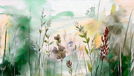 Modern Botanical painting: Flowers at the roadside by Studio Pieternel