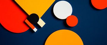 Colourful geometric shapes on blue by Poster Art Shop