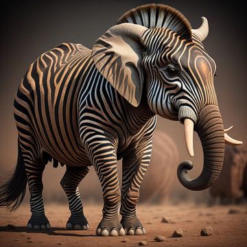 Striped elephant by Gert-Jan Siesling