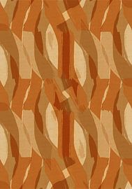 Retro pattern in yellow, terracotta, brown on linen. by Dina Dankers