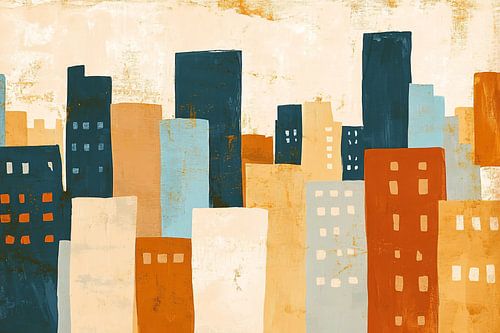 Abstracte skyline in warme kleuren