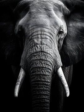 Eléphant majestueux en noir et blanc sur drdigitaldesign