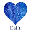 Delft | Stadskaart in een Delftsblauwe hart van Wereldkaarten.Shop thumbnail