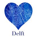 Delft | Stadskaart in een Delftsblauwe hart van WereldkaartenShop thumbnail