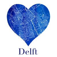 Delft | Stadskaart in een Delftsblauwe hart
