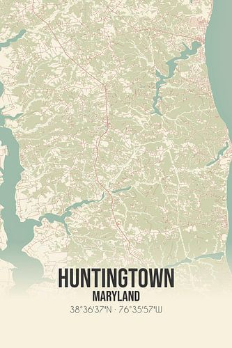 Alte Karte von Huntingtown (Maryland), USA.