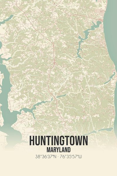 Carte ancienne de Huntingtown (Maryland), USA. par Affiches de lieux