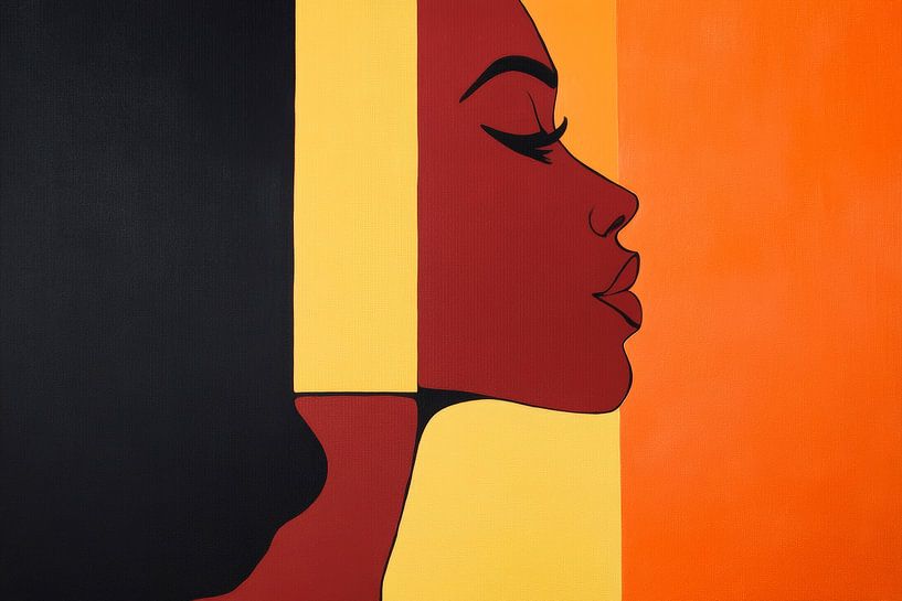 Profil einer Frau in buntem Kontrast von Poster Art Shop