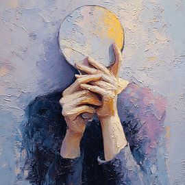 Zerbrochenes Spiegelbild: Das fehlende Selbst in einem zerbrochenen Spiegel von Aden Pink Studio