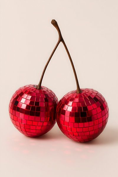 Disco-Kirschen - Funky Fruit mit Glanz von But First Framing auf ArtFrame, Leinwand, Poster und mehr