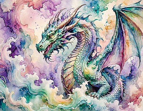 Dragon à l'aquarelle