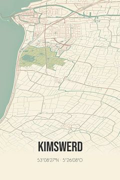 Vintage landkaart van Kimswerd (Fryslan) van Rezona
