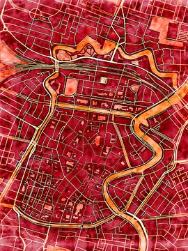 Kaart van Haarlem centrum in de stijl 'Amber Autumn' van Maporia