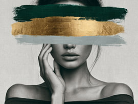 Vrouwenportret met Groen en Goud van SPEQ ART