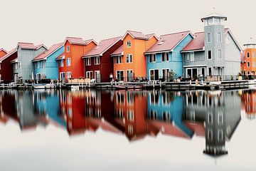 Reidiep Gekleurde huisjes in Groningen van Klik! Images