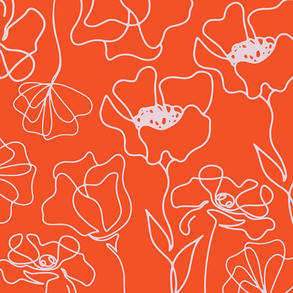 Scandinavian flower market coral by Mad Dog Art