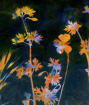 bloemen - zwart en kleuren van Claudia Gründler