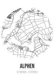 Alphen (Gelderland) | Map | Black and white by Prints of Place