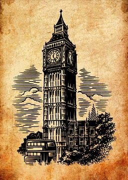 Big Ben Londen van Pus Meong Art