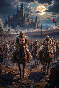 Dark Fantasy Wandbild: ORDO VICTORIS – Die mächtige Armee der Kreuzritter auf ihrem Kreuzzug