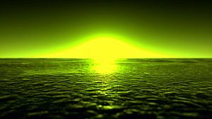 a green glowing sunset (3d rendering) von Rainer Zapka