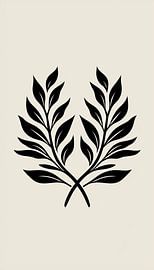 Harmonie botanique : illustration minimaliste d'une feuille de laurier sur Artistic