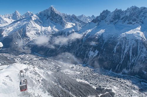 The cable car to the Brevent above Chamonix in the Mont Blanc valley